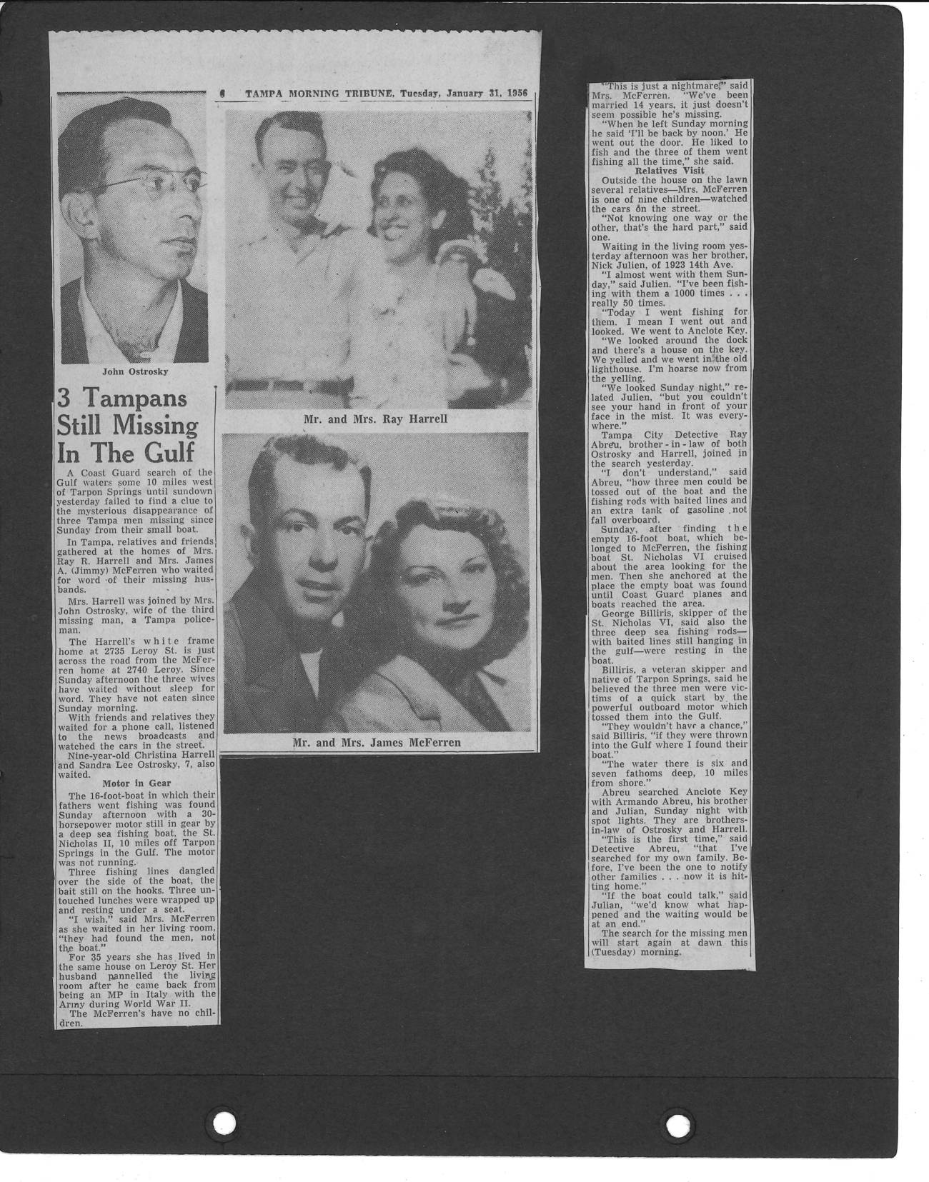 Scan of clipping 2: 3 Tampans Still Missing In The Gulf