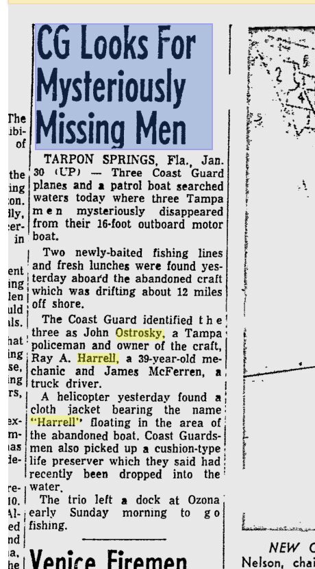 Sarasota Herald-Tribune, January 31, 1956, CG Looks For Mysteriously Missing Men